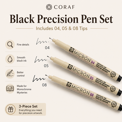 Black Precision Pen Set (3pcs)