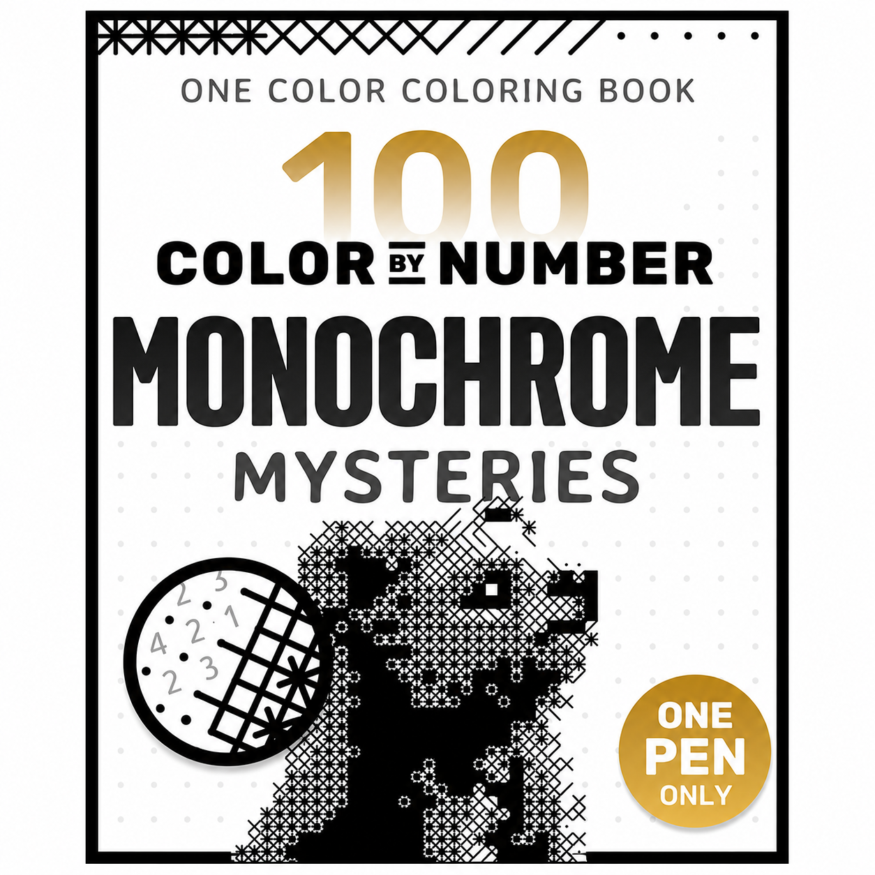 100 Color by Number Monochrome Mysteries Book