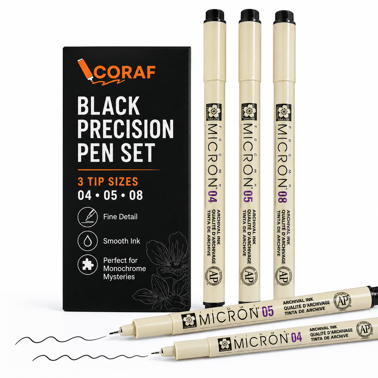 Black Precision Pen Set (3pcs)
