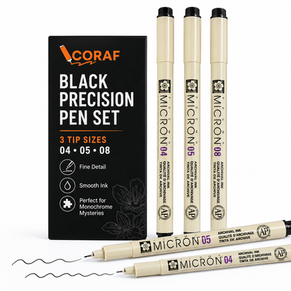 Black Precision Pen Set (3pcs)