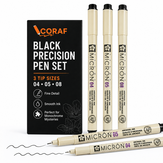 Black Precision Pen Set (3pcs)